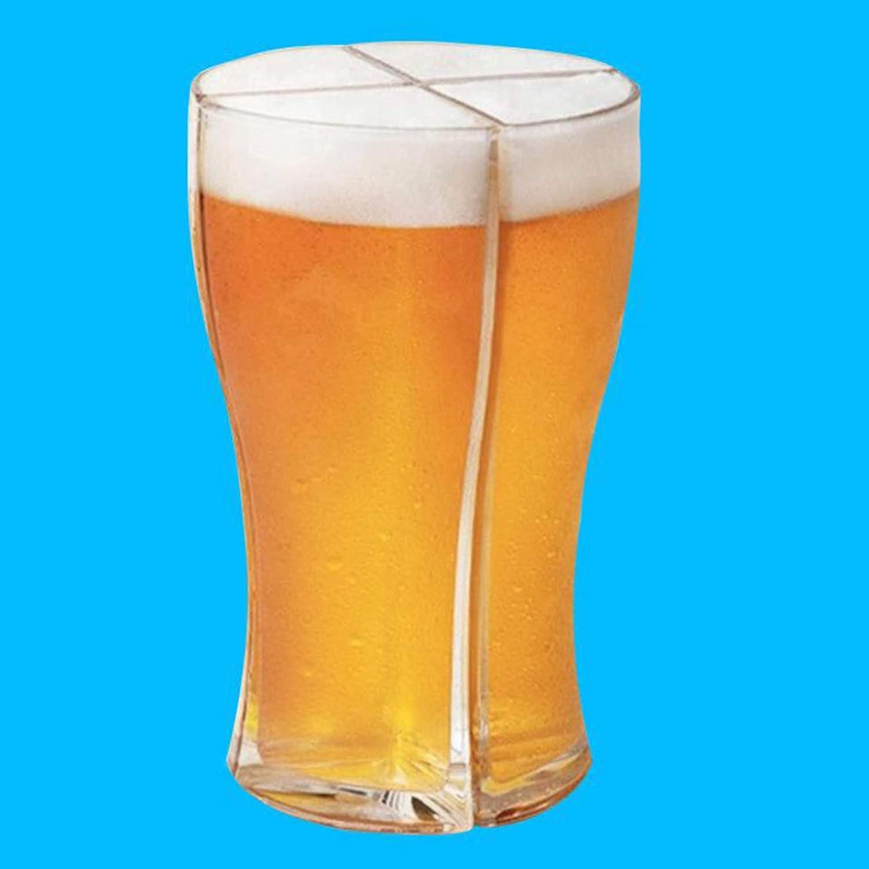 Beer Splitter Mug | 4-in-1 Beer Glass Holder for Parties, Bars, and Events