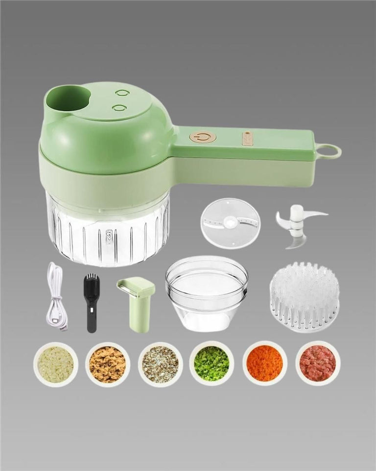 4 in 1 Portable Electric Vegetable Cutter Set – Wireless Food Chopper & Slicer for Kitchen