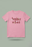 Happy Vibes Pink T-Shirt | Light Baby Pink Half-Sleeve Quote Tee | TheUnboxify.com